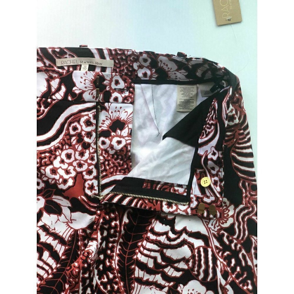 Rachel Roy Black Printed Casual Cropped Pants 10 - Picture 4 of 8